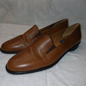SELBY MOCK FIT ACTIVE FLEX LOAFERS, LEATHER UPPER, BROWN, WOMENS SIZE 9